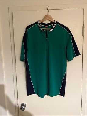 Wilson Green and Navy Short-Sleeve Zip Polo